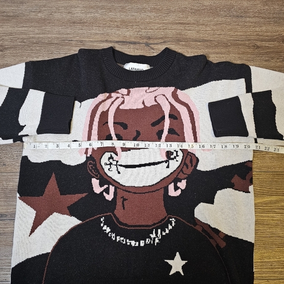 Latahuo Harajuku UZI Unisex Rockstar Hip Hop Anime Sz S Sweater Y2K Oversized - Picture 7 of 9
